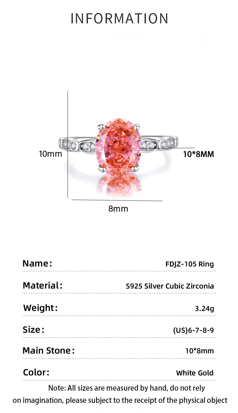 Factory Delivery Original Oval Shape 8a Zircon Rings 925 Sterling Silver Colorful Engagement Wedding Ring