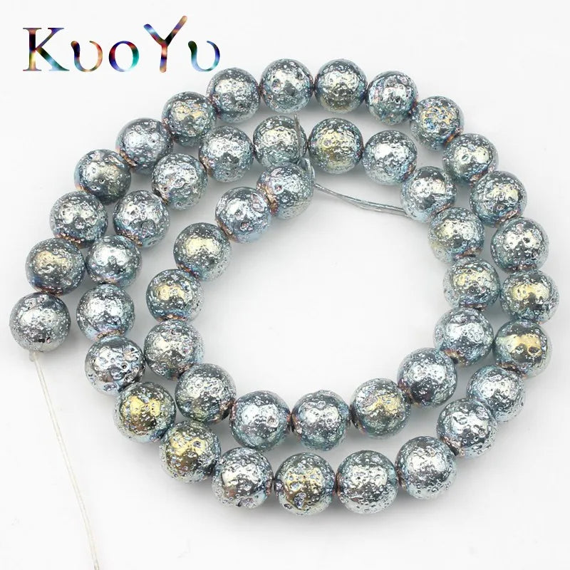 Multicolor Volcanic Rock Lava Stone Round Loose Spacer Bead For Jewelry Making Natural Stone Beads Diy Men Charm Bracelet 4-12mm
