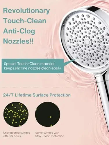 Handheld High Pressure 6-Spray Mode Showerhead Filtered Water Softener Beads for Hard Water Bathroom Faucet Accessory