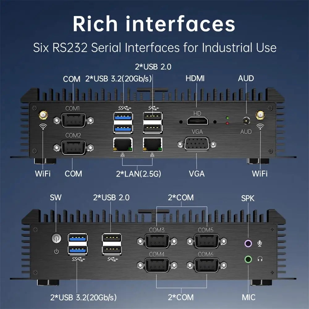 Industrial Control Mini PC Core I7 8550U 8th Gen Embedded Rugged Mini Computer Win10 Win11