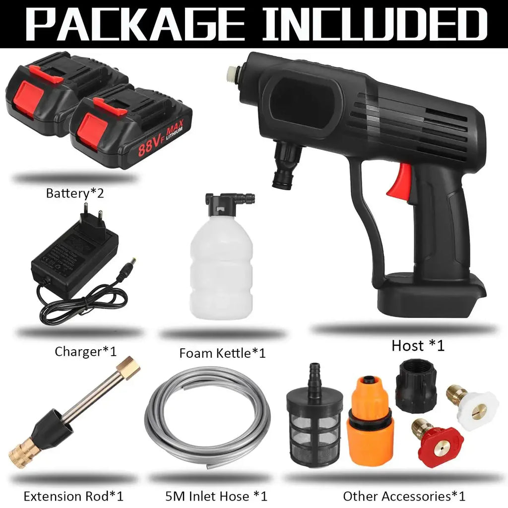 60Bar 1500W Cordless High Pressure Car Washer Rechargeable Car Wash Gun Electric Water Gun Foam Machine for Makita 18V Battery