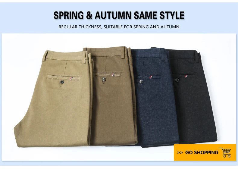 Winter New Men's Warm Casual Pants Business Fashion Fleece Thick Plaid Trousers Office Stretch Pants Male Brand Clothing