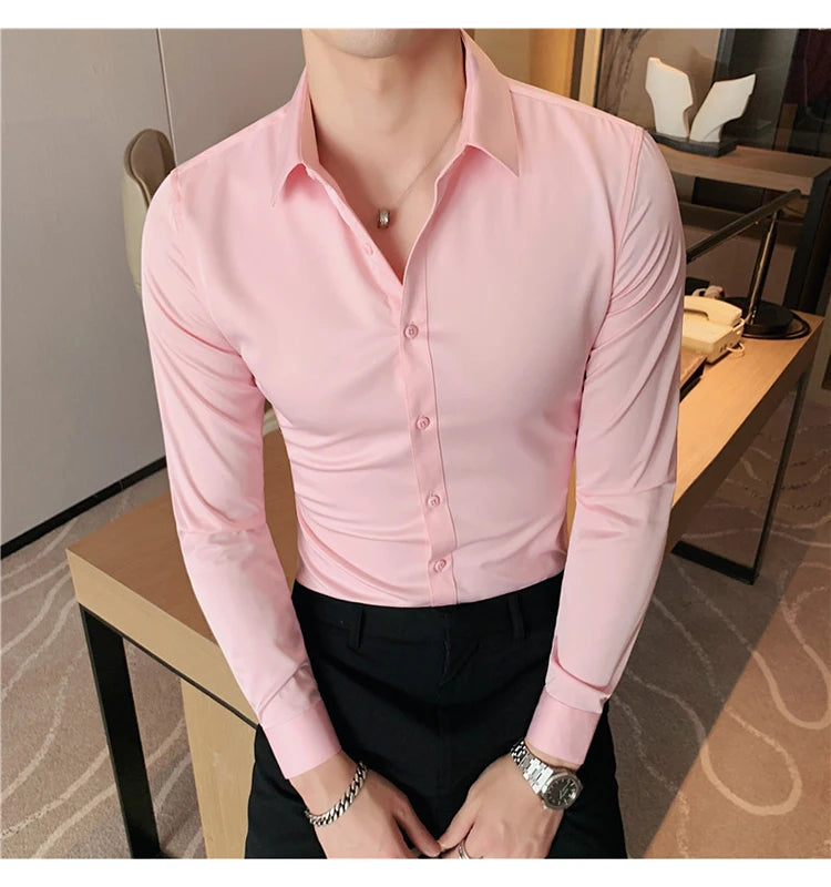 Camisas De Hombre Long Sleeve Shirts For Men Clothing 2026 Business Formal Wear Camisa Social Masculina Slim Fit Chemise Homme