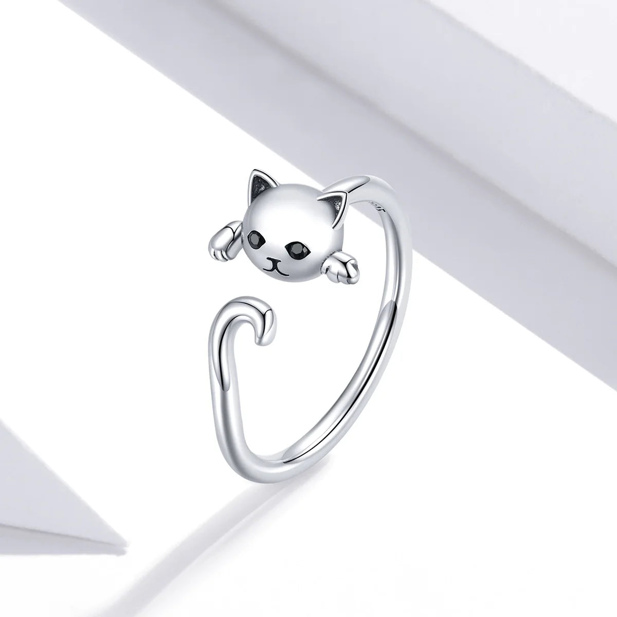 Hot Sale 925 Sterling Silver Original Cute Cat Ring Adjustable Size Rings Finger for Women Elegant Silver Jewelry SCR707