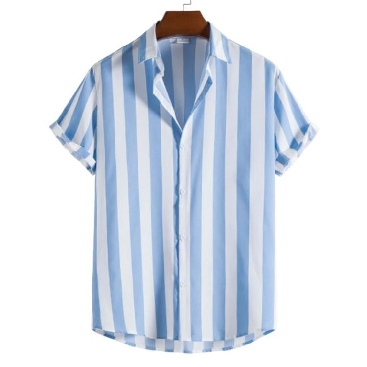 Men's Summer Fashion Linen Shirts New Short-Sleeve Casual Print Blouse Top with Turn-Down Collar Breathable and ODM Supplied