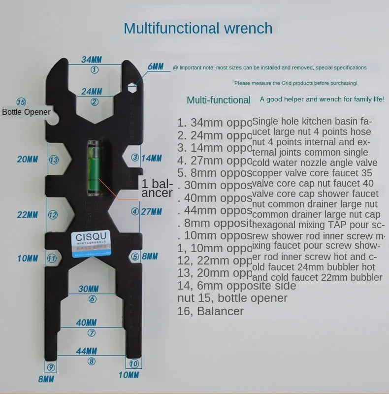 Faucet Multifunctional Repair Tool Drainer Sleeve Wrench Toilet Bubbler Inlet Pipe Installation Accessories