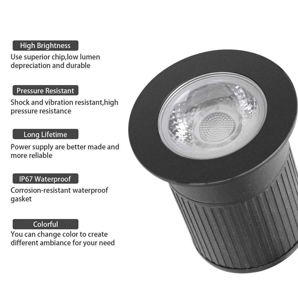 QACA LED Inground Lamps,5/10/15/30W Outdoor Landscape Lighting,Waterproof Aluminum Garden Yard Spotlight  AC/DC12V RGB/WW/CW