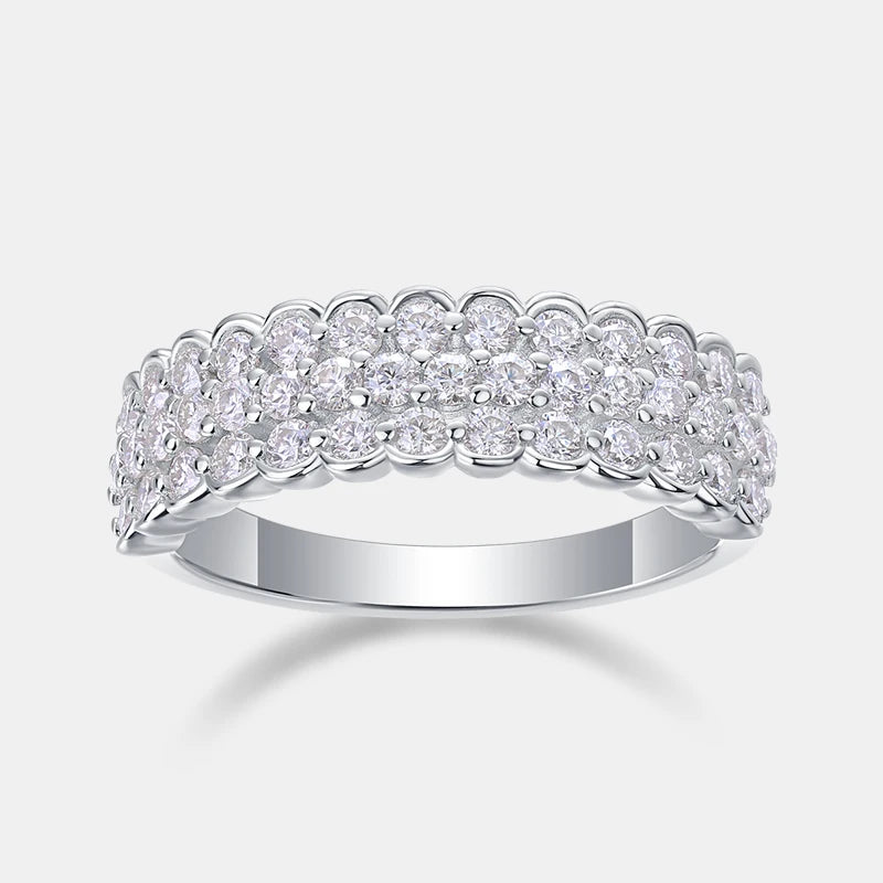 Fashion Fine Jewelry Platinum Plated Bezel Setting Moissanite Engagement Wedding Anniversary Eternity Rings S925 Sterling Silver