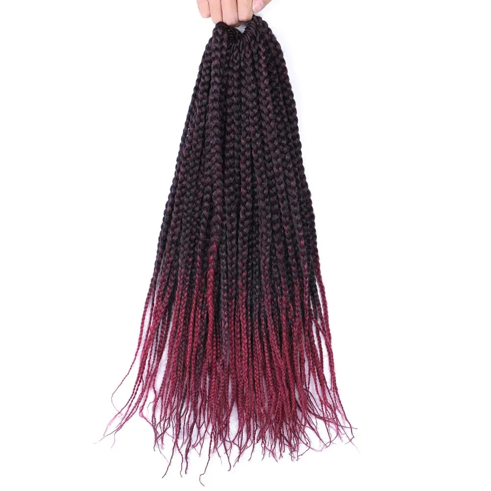 Full Star 3X Small Box Braids 14” 18” Synthetic Hair 80 g Crochet Braids 22 Strands/Pack for Women Ombre Brown Black Color