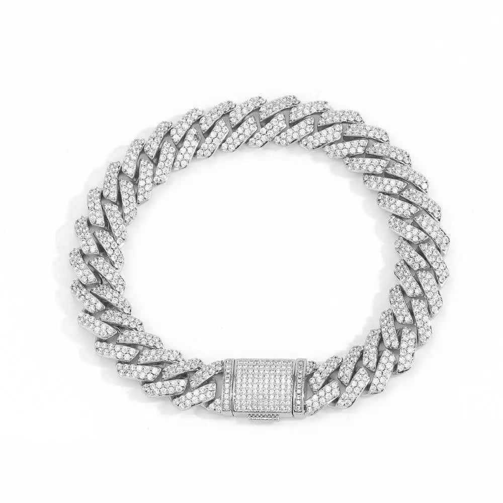 European American S925 Sterling Silver Men's 10mm Hip-Hop Micro-Inlaid Mosan Diamond Fashionable Cuban Fashionable Bangles