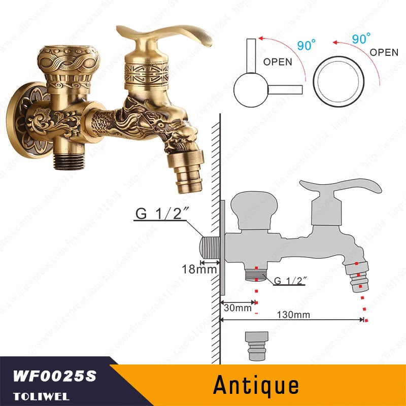 Antique Brass Bathroom Wall Mount Sink Basin Cold Water Faucet Tap G 1/2 Inch Outdoor Garden Hose Faucet Mop Sink tap TWL031