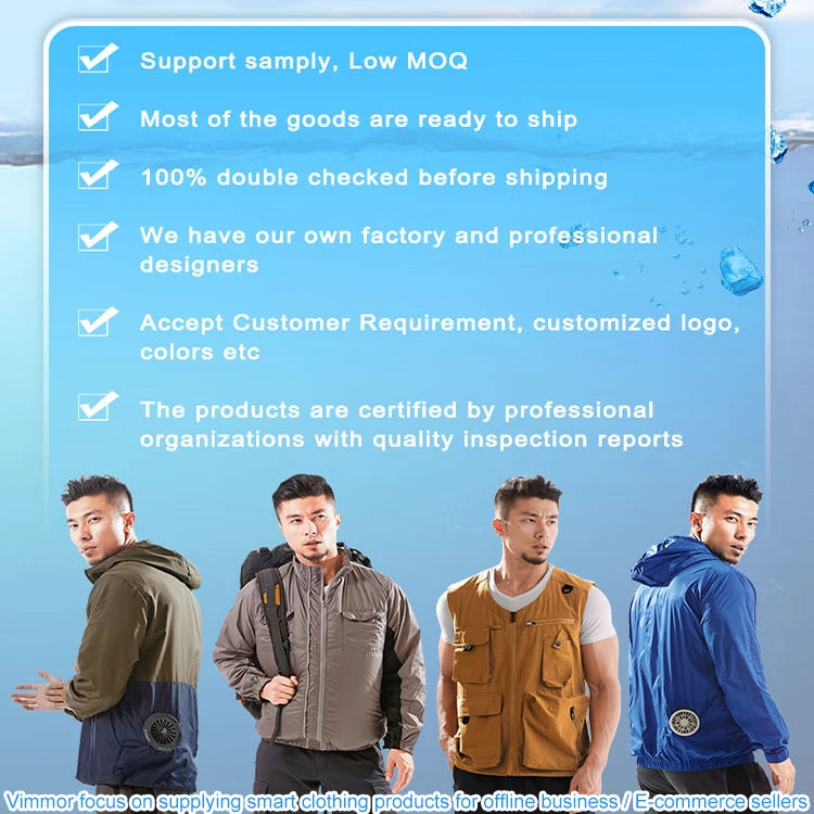 Worker Wear 5V Bank Power Air Cooling Air Conditioning Jacket for Denim Uniforms
