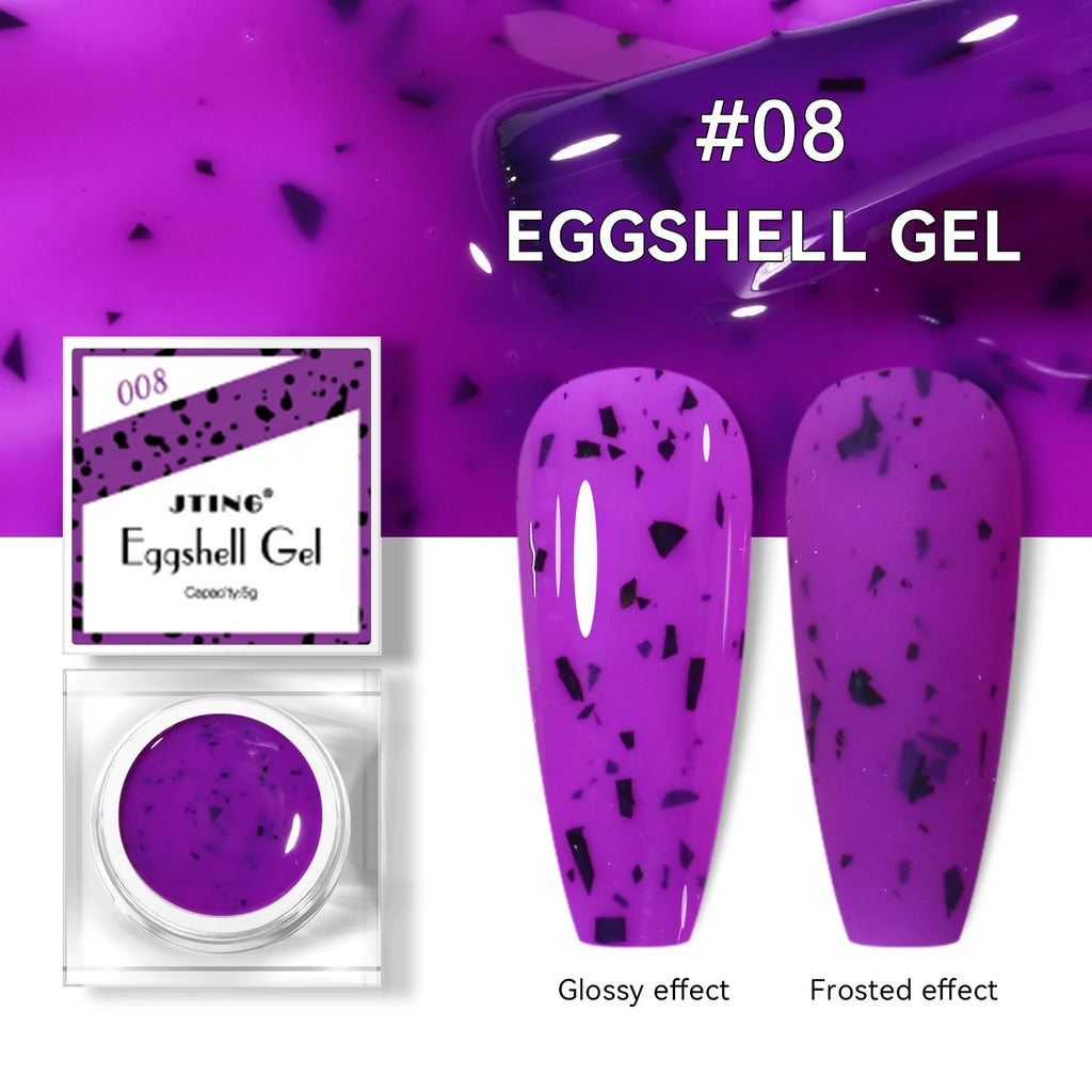JTING High Quality Strong Glossy Matte Effects 12color Nail Art Neon Eggshell Gel Polish Set with Unique Jars OEM Private Label