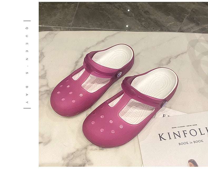 New Summer Jelly Sandals Women Outdoor Casual Slip On Garden Beach Shoes Female Rubber Clogs Non-slip Slides Breathable Slippers