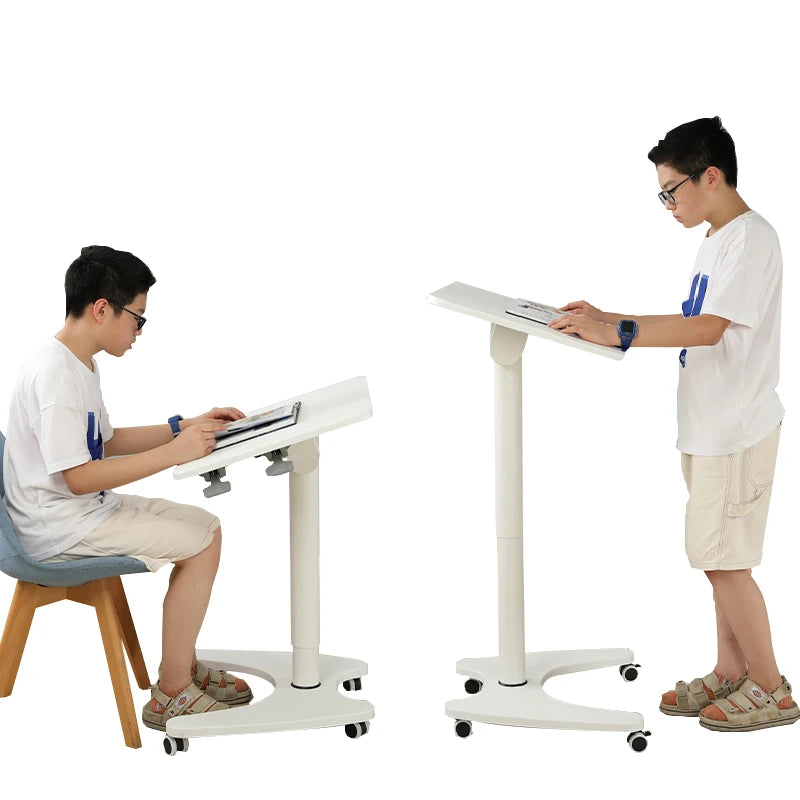 Ada Pneumatic Height Adjustable Gas Lift 0-90 Flip Angle Tiltable Bedside Office Work Movable Standing Desk