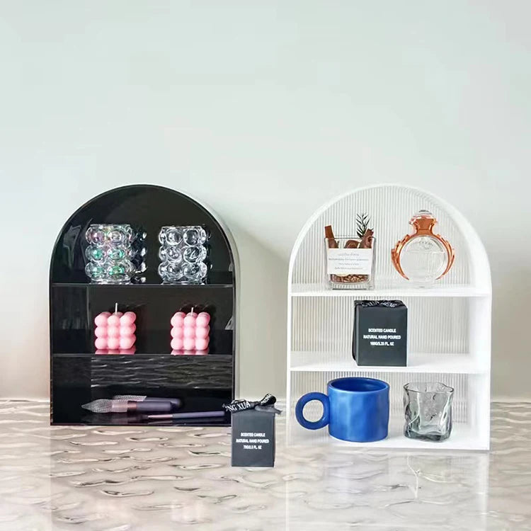 Double Tiers Acrylic Desktop Storage Rack for Cup & Perfume Organization