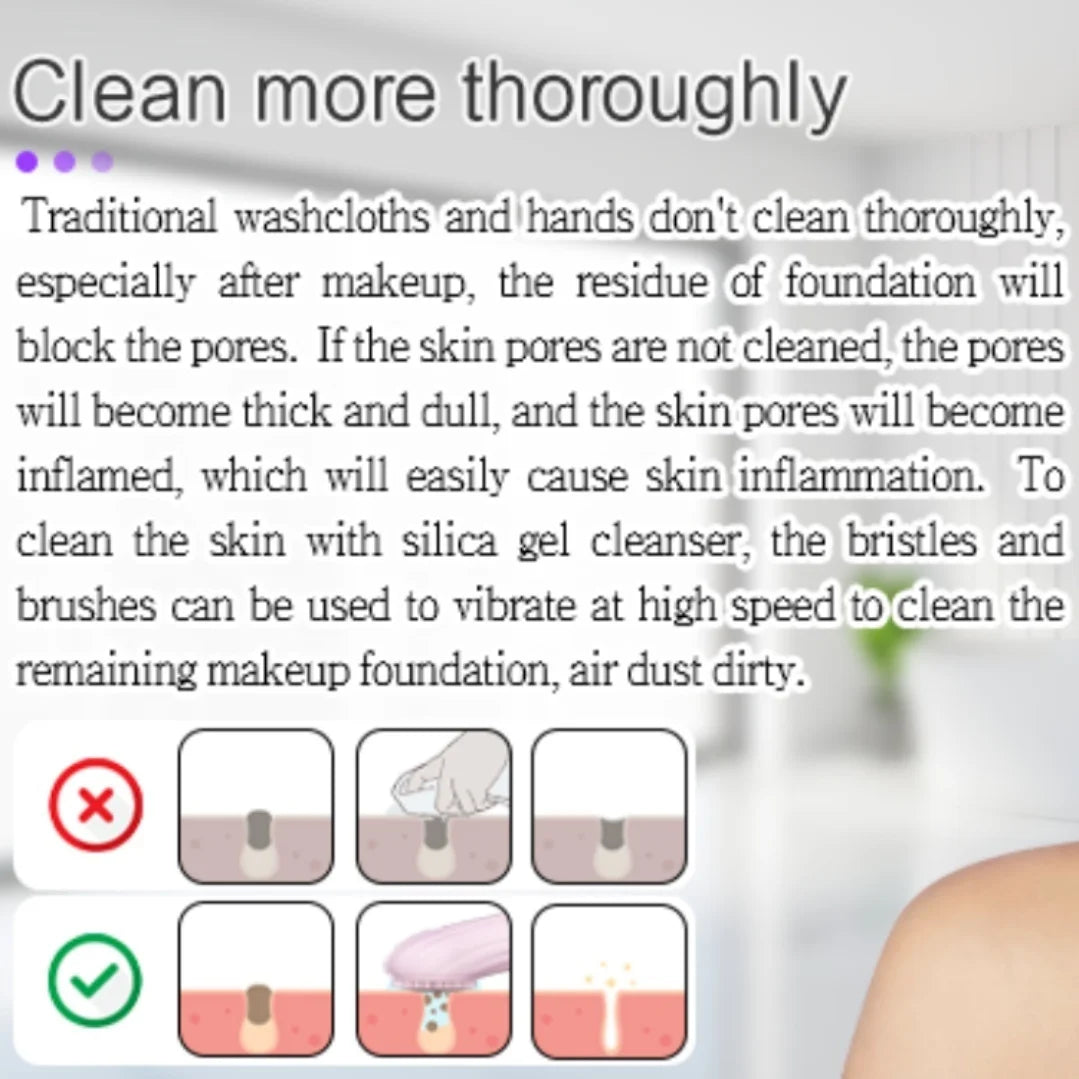 Electric Silicone Facial Cleansing Scrubber Face Skin Deep Cleaning Brush