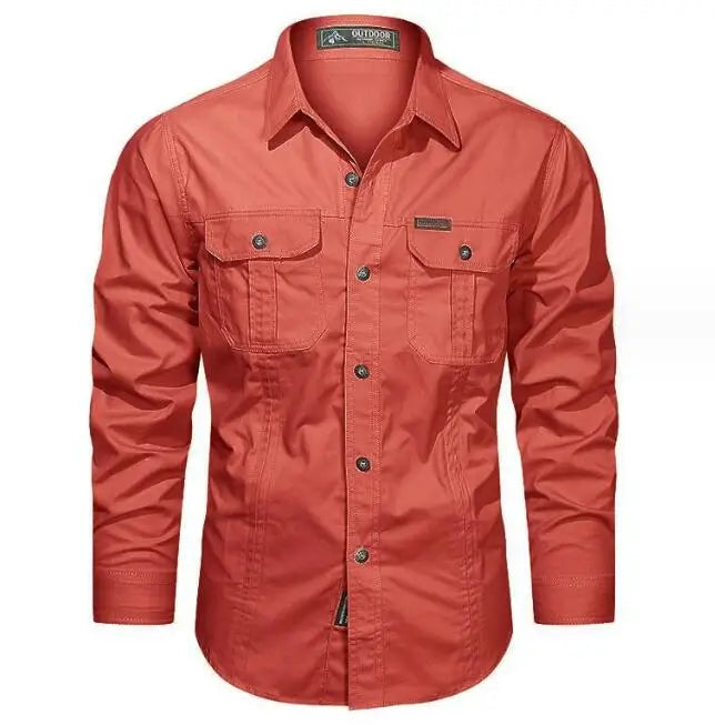 Multi-pocket Long Sleeve Outdoor Shirt Hiking Shirts Regular Fit Jacket Mens Casual Big Size Cargo Shirt