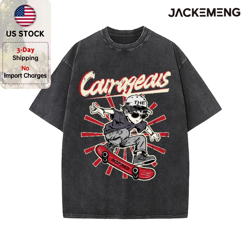 Oversized Vintage Retro Skate Anime Streetwear Print Tshirt USA Stock Wholesale Y2K Casual Tee