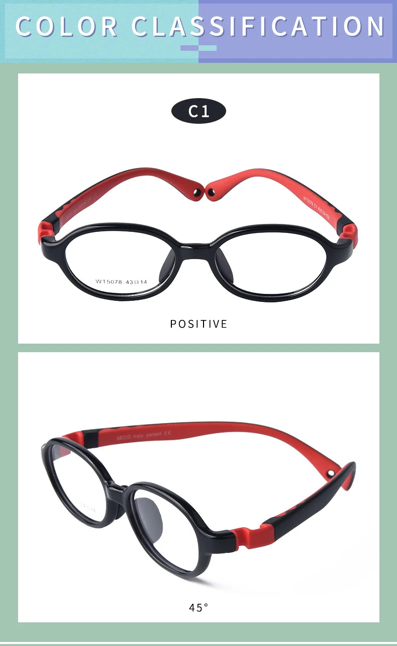 Secg Brand Children's Glasses Silicone Frames For Boys And Girls Students Super Light Comfortable Myopia Frames With Gasses