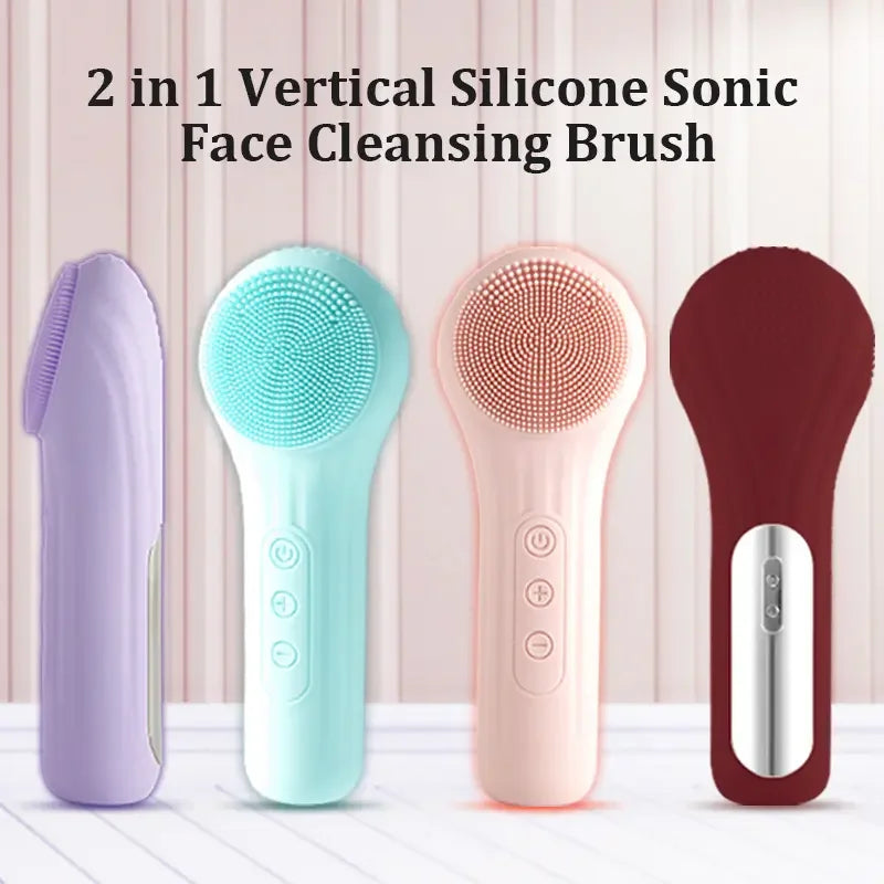 Facial Silicone Cleansing Brush - Rechargeable Electric Face Massager with Heating