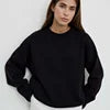 Women's Autumn New Crew Neck Solid Sweater Loose Long Sleeve Knitted Casual Pullover Versatile Top for Winter