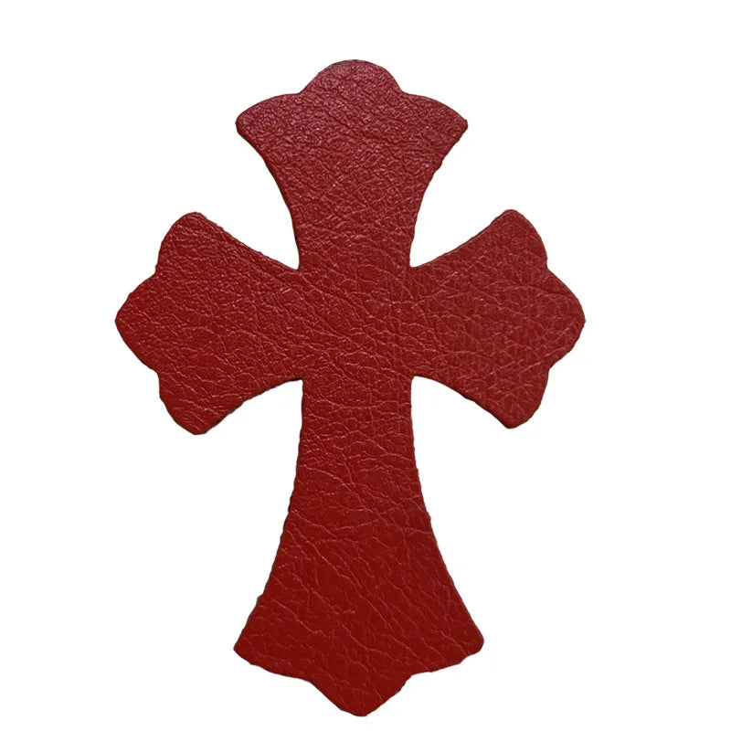 4.5*6.5cm Sheepskin Leather Patch With Cross Shaped Leather Label Genuine Leather DIY With Multiple Colors-106-182