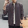 10%OFF M-5XL Korean Version of the New Four Seasons Shirt Youth Men's Business Casual Striped Lapel All-match Top Shirt