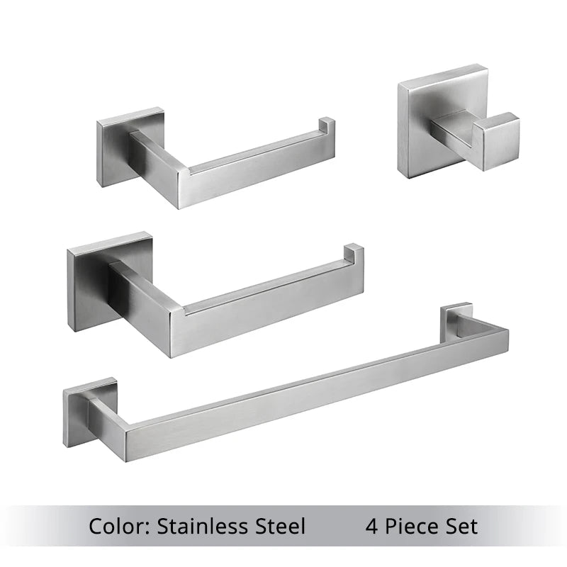 Bathroom Accessories Set Hardware Decor Toilet Roll Paper Holder Hanger Hook Towel Bar Brushed Gold Wall Stainless Steel Shelf