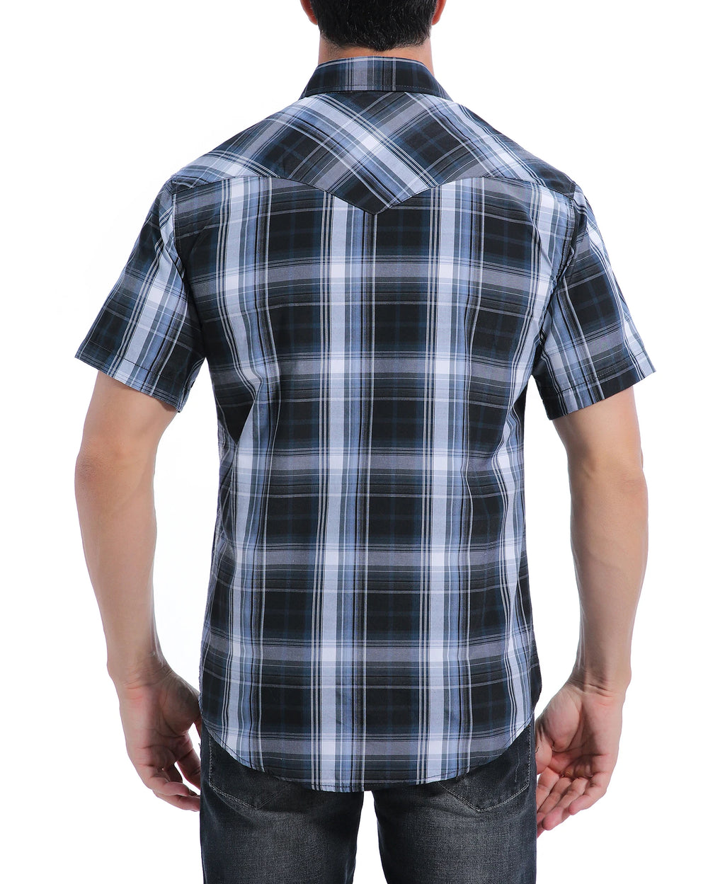 Men's Western Cowboy Long Sleeve Pearl Snap Casual Plaid Work Shirts