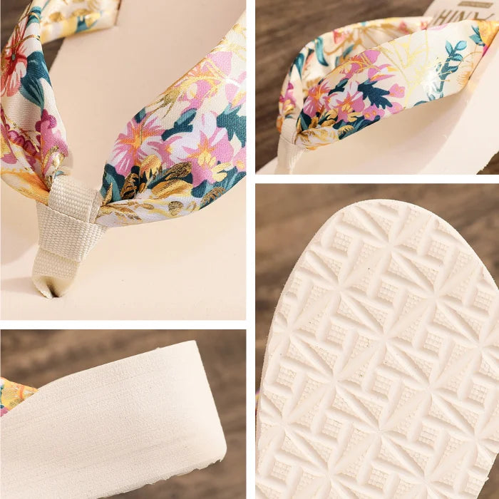 2026 New Summer Fashion Ladies Platform Beach Flip Flops Wedge Slippers for Women PVC PU Rubber Women's Summer Flat Shoes 1pcs