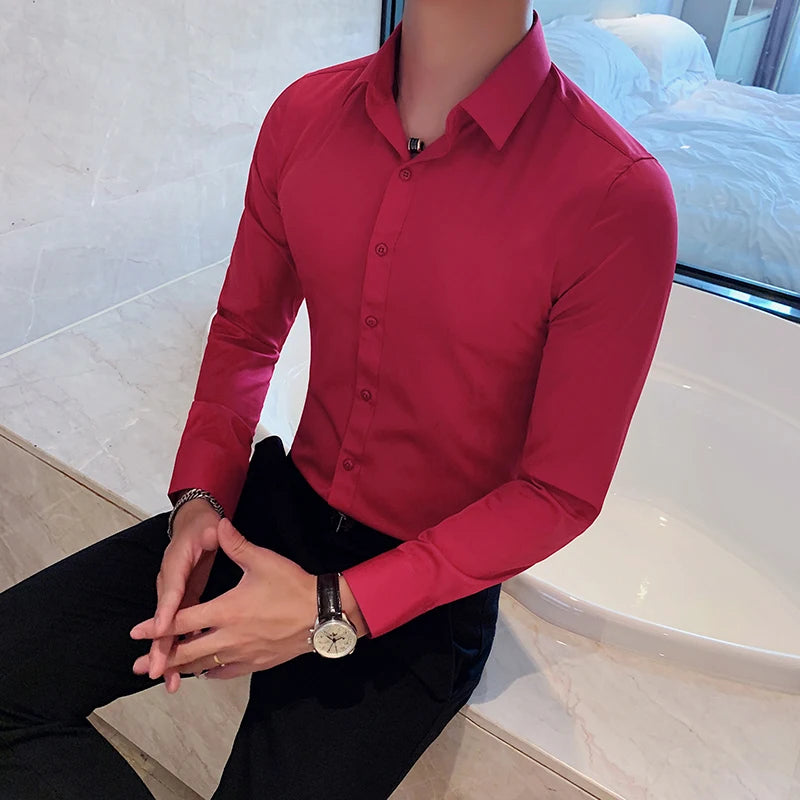 Camisas De Hombre Long Sleeve Shirts For Men Clothing 2026 Business Formal Wear Camisa Social Masculina Slim Fit Chemise Homme