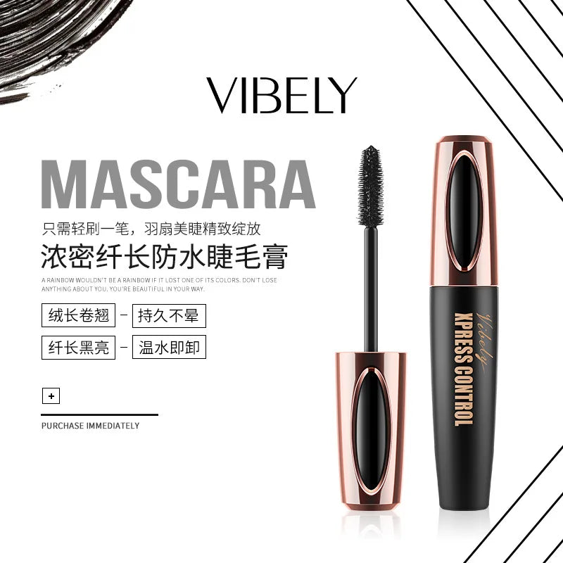 QIC 4D Silk Fiber Lash Mascara 2 in 1 Thrive Mascara Makeup Waterproof Lengthening Thickening Mascara VIBELY 4D
