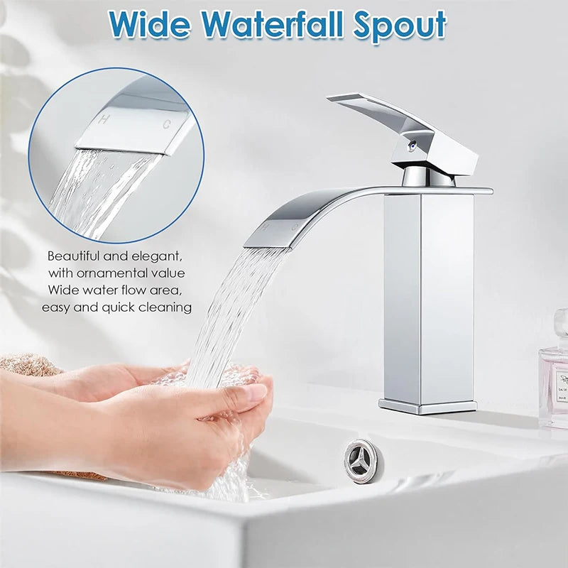 Square Body Single Hole Single Handle Vanity Lavatory Deck Mount Bathroom Faucet Set Bathroom Sink Faucet for Hotel Bathroom