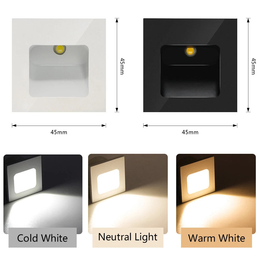 SANDIY Small Stair Light Recessed Step Lighting White Black Wall Lamps Mini 1W Aluminum Luminaire for Ladder Corridor Kids Room