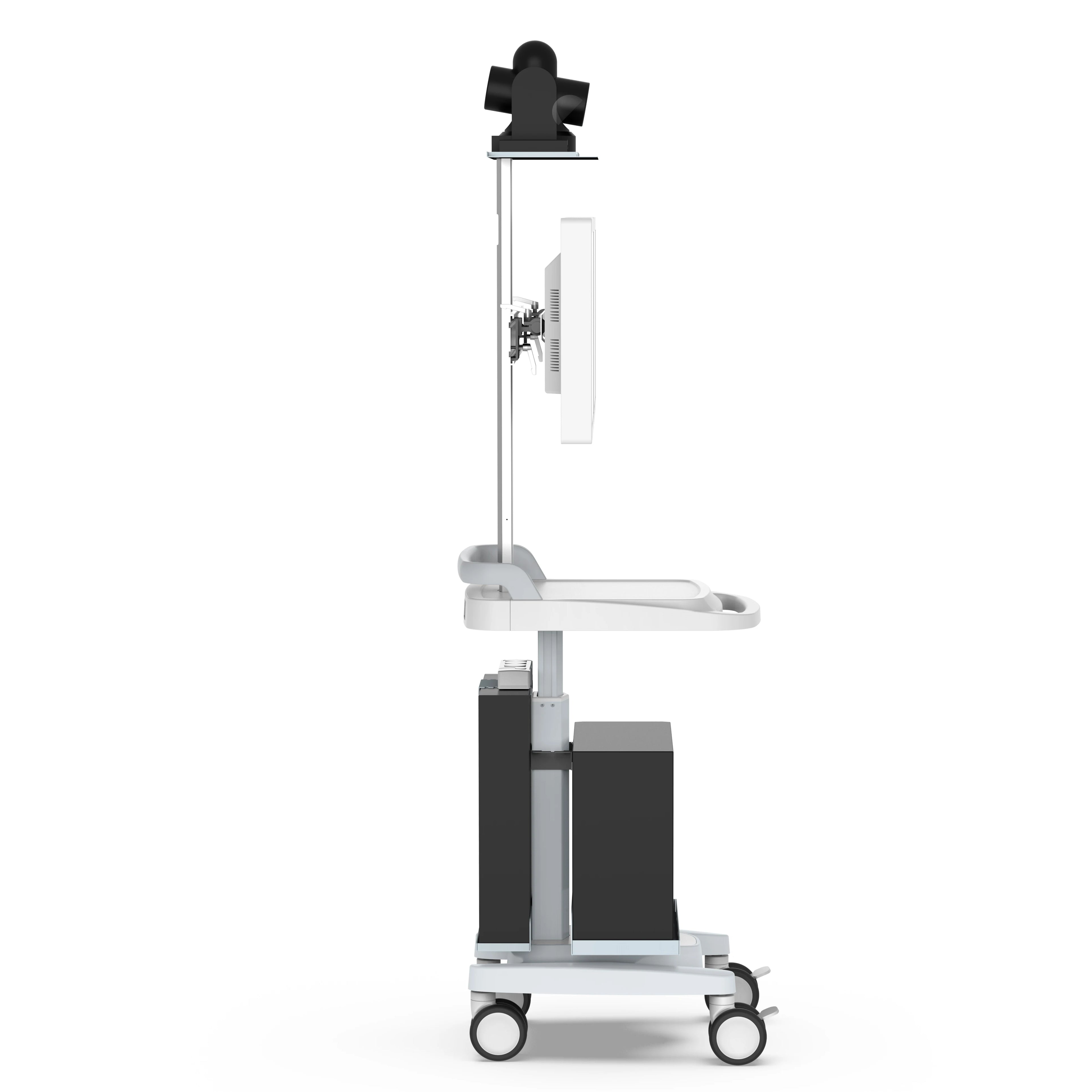 Laptop Medical Tablet Mobile Hospital Computer Ward Trolley Telemedicine Carts With Battery Wheels