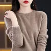 S-XXL Round Neck 100% Cashmere Knit Women's  Pullover Loose Bottom Sweater Autumn/Winter New Solid Color Sweater