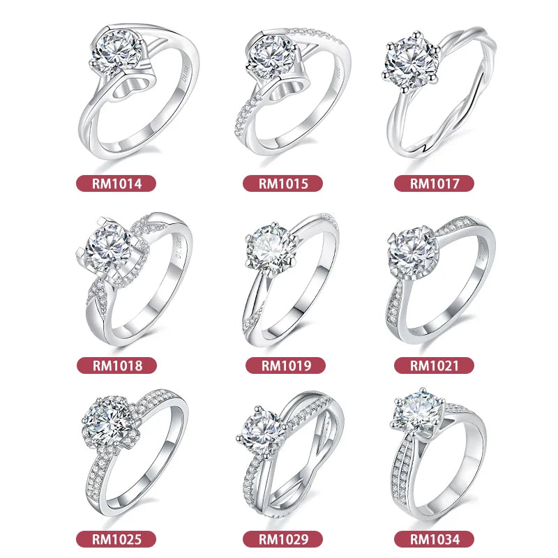 Love Lingers 6 Prongs Gemstone Center Stone S925  Silver Statement Moissanite Diamond Rings Women  With Cz Side Stone