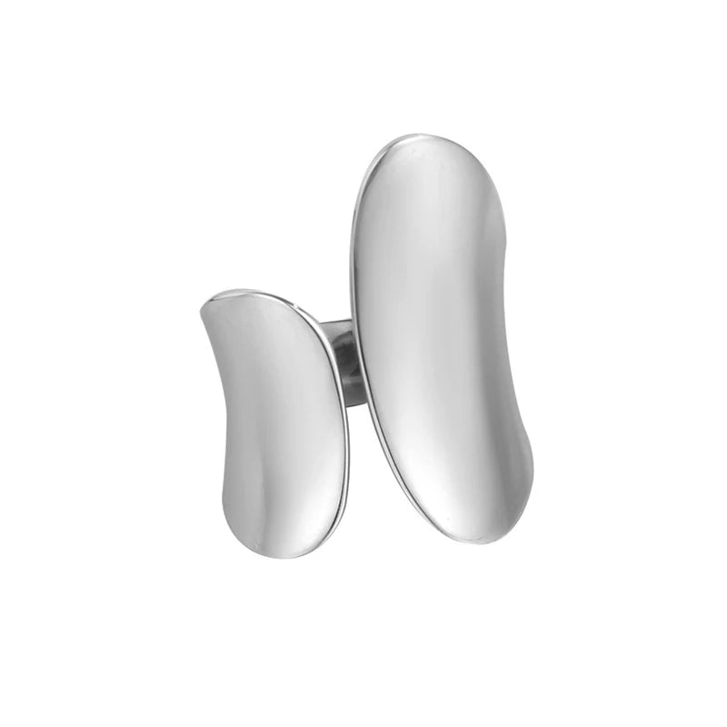 WuQie Classic Irregular 18K Gold Plated Sterling Silver 925 Jewelry Glossy Wide Surface Rings
