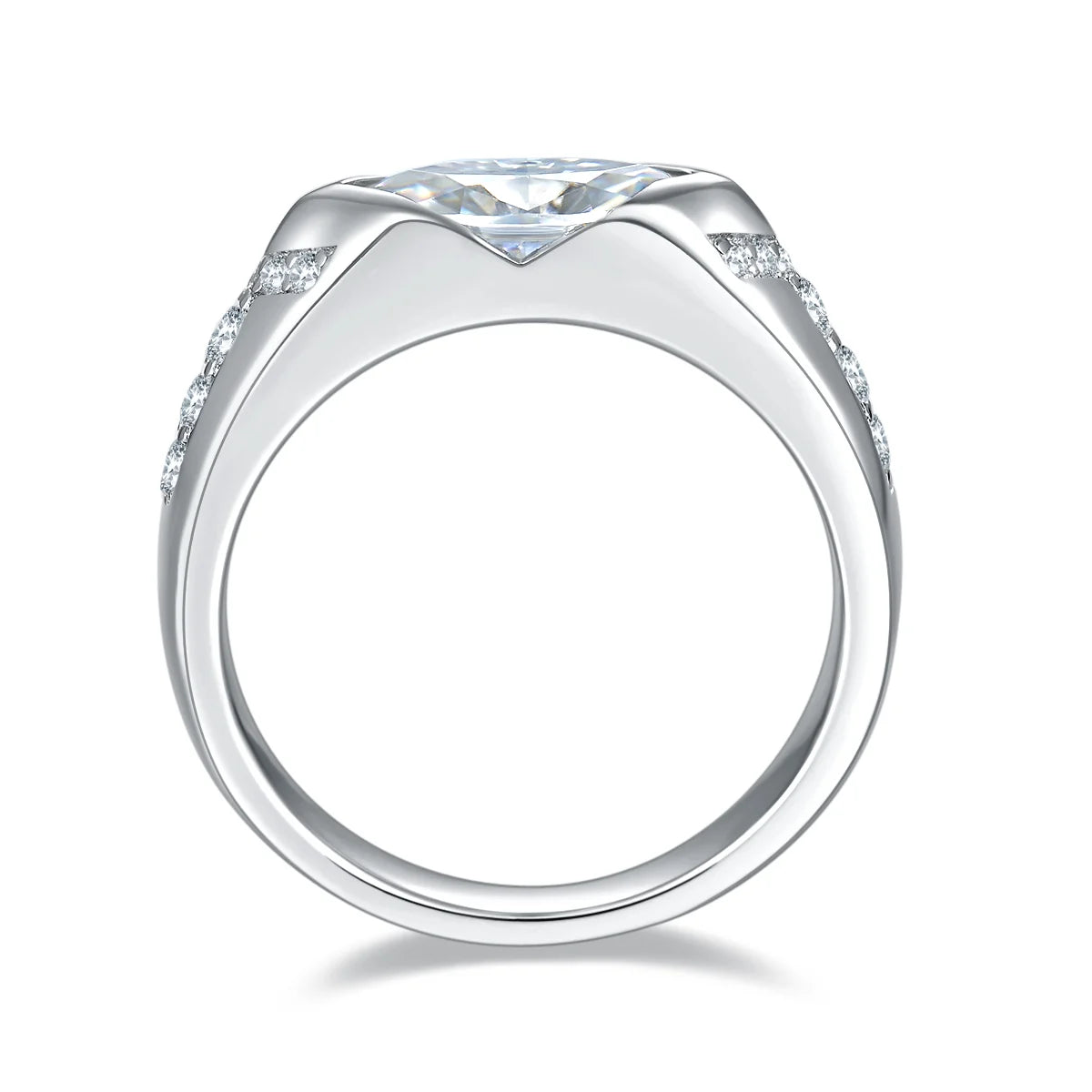 Ruizuan Jewellery Making Supplies 1ct 925 Sterling Silver Moissanite Rings Bezel Setting Round Trendy Men