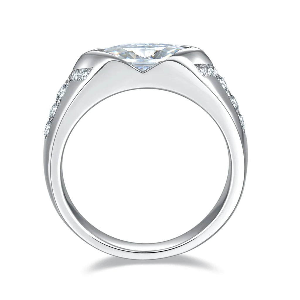 Ruizuan Jewellery Making Supplies 1ct 925 Sterling Silver Moissanite Rings Bezel Setting Round Trendy Men