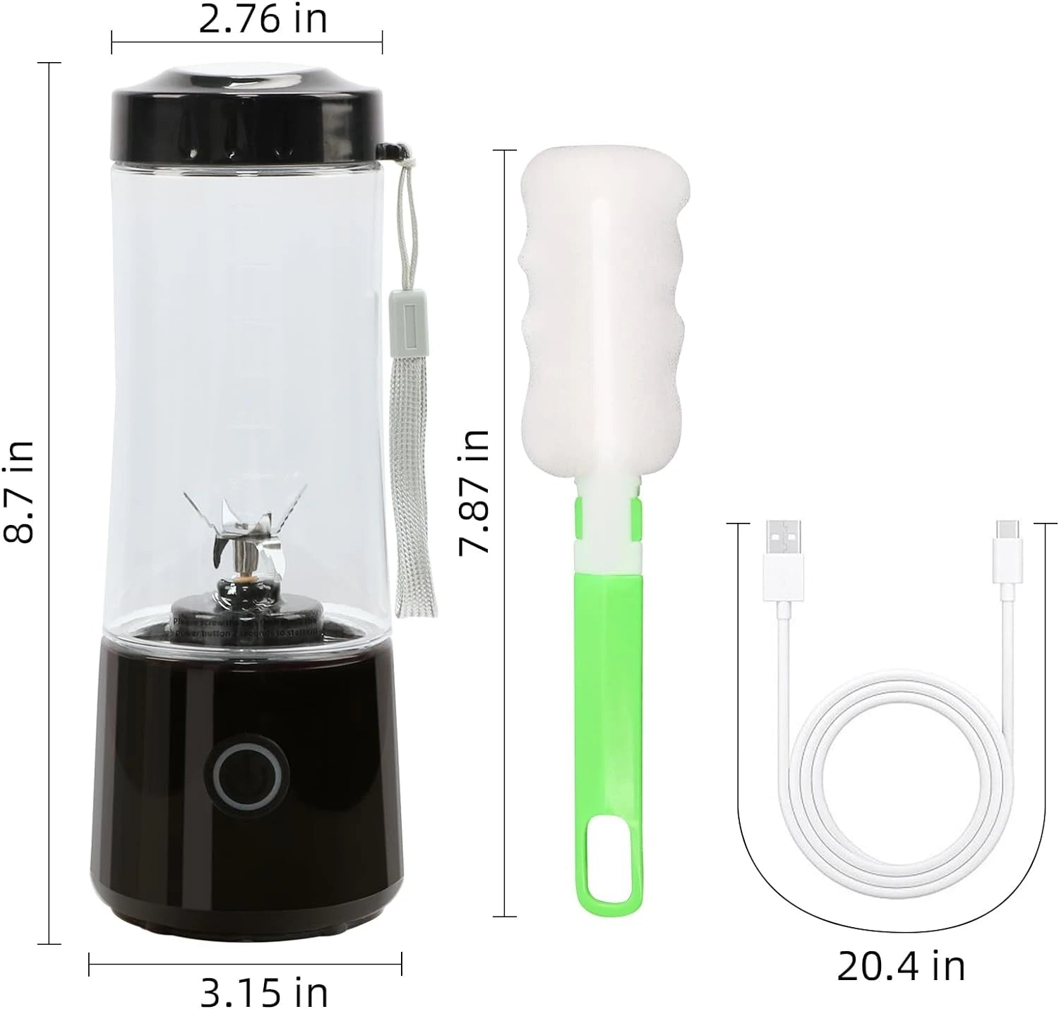 Hot Sale 400ml Protein Shake Battery Powered USB Portable Mini Blender with Ice Crushing for Car & Household Use Black