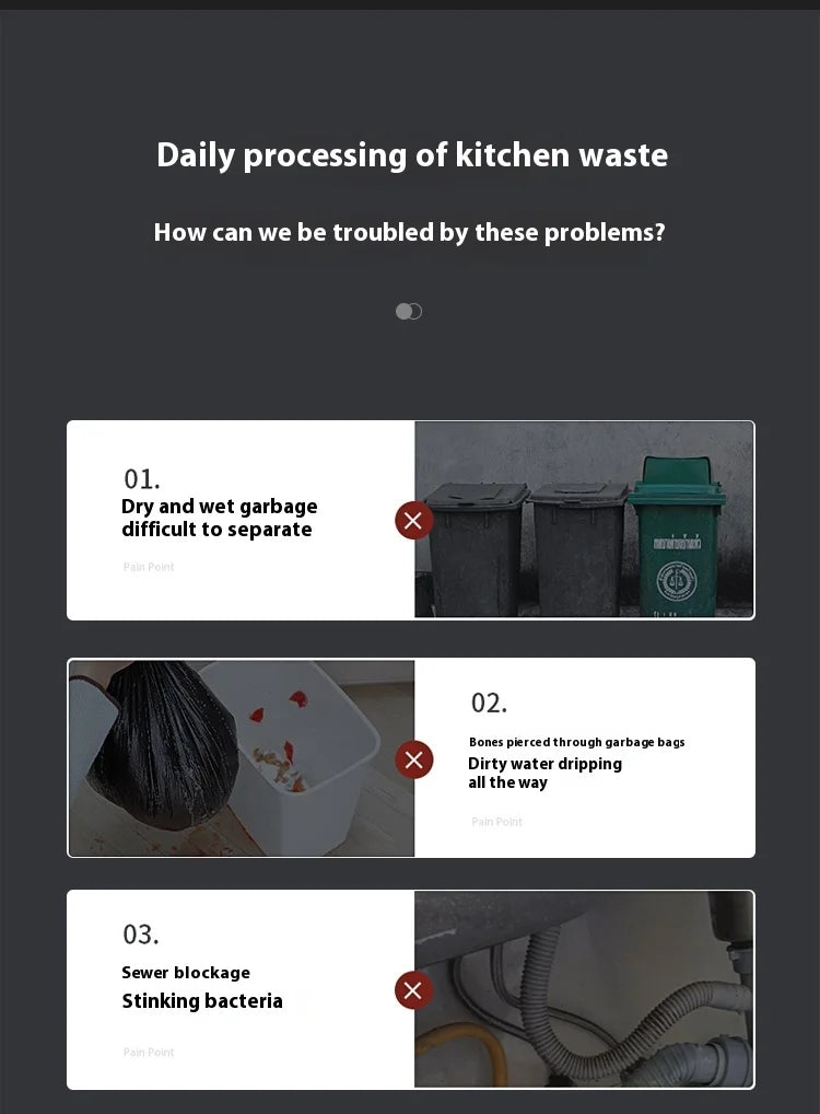 S55 Household Kitchen Garbage Disposal, Quiet And Efficient, Stainless Steel Material, Anti-Blocking Design High Efficiency