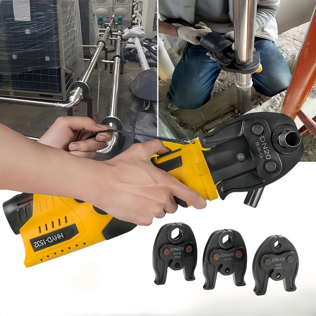 Mini HVAC Rechargeable Hydraulic Pro Press Machine HHYD-1532 Steel 1/2-3/4\" 1\"Jaws Copper Pipe Crimping Tool 220v Power Source