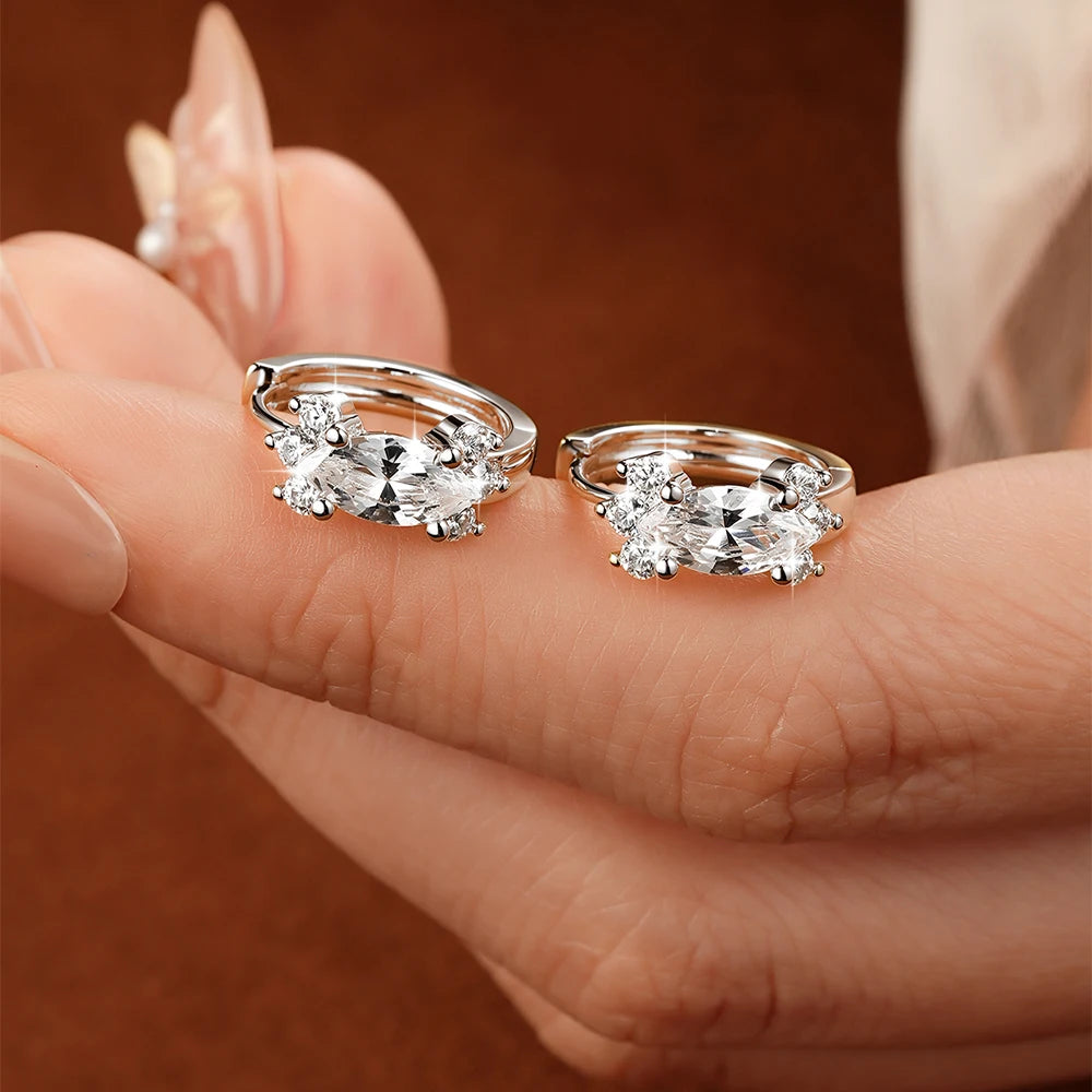 Wholesale Luxury Delicate Hoop Earrings with 14K Gold Filled Featuring 2.2mm Round Moissanite Earrings Marquise Zircon Certified