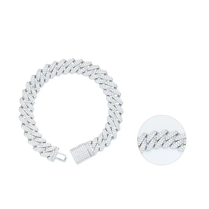 Local Stock Fast Shipping GRA Certificate Moissanite Diamond Hip Hop 925 Silver 8mm Cuban Link Chain