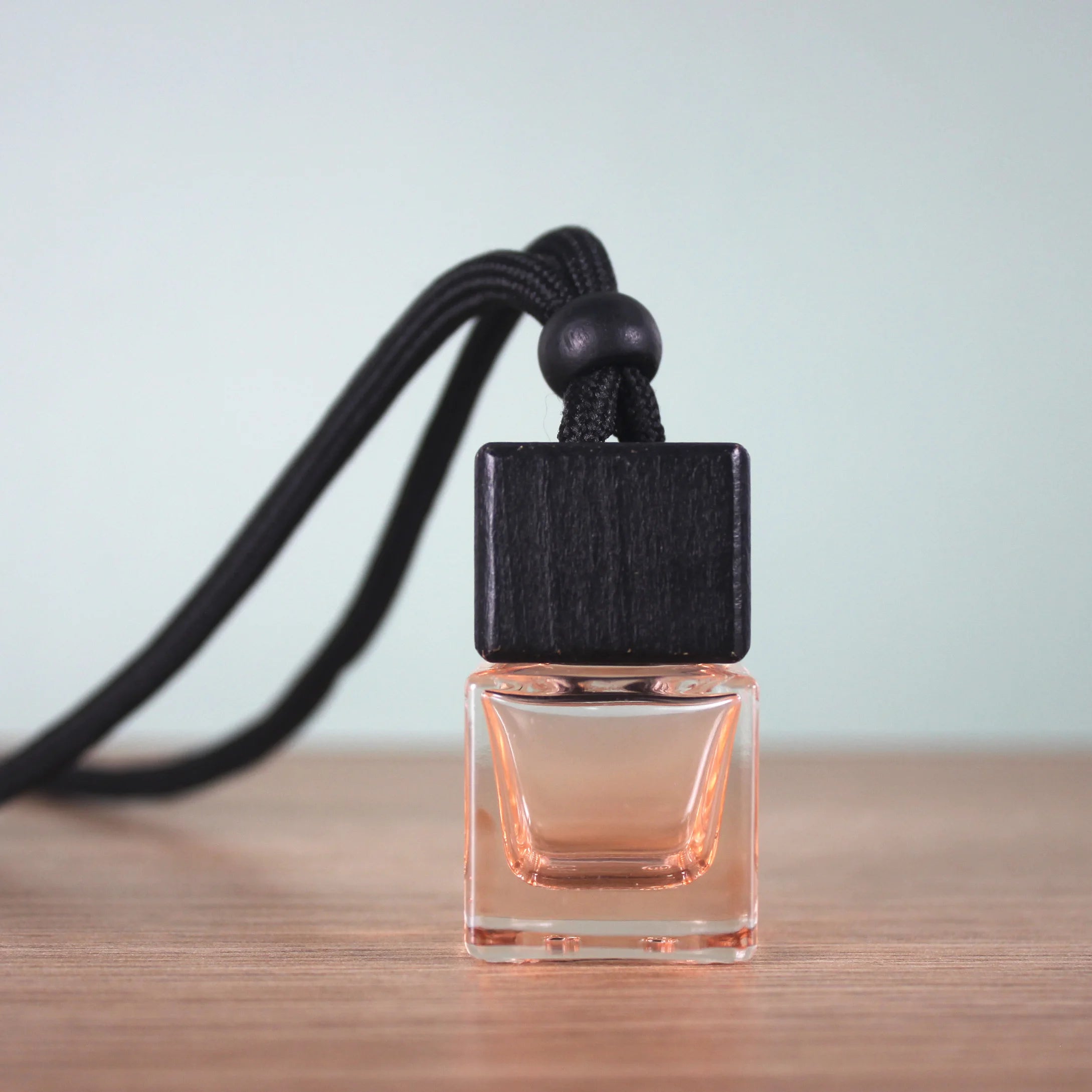 6ml New Arrival Car Hanging Glass Emtpy Bottle With Square Black Wooden Cap Car Air Freshener Diffuser Perfume Bottle
