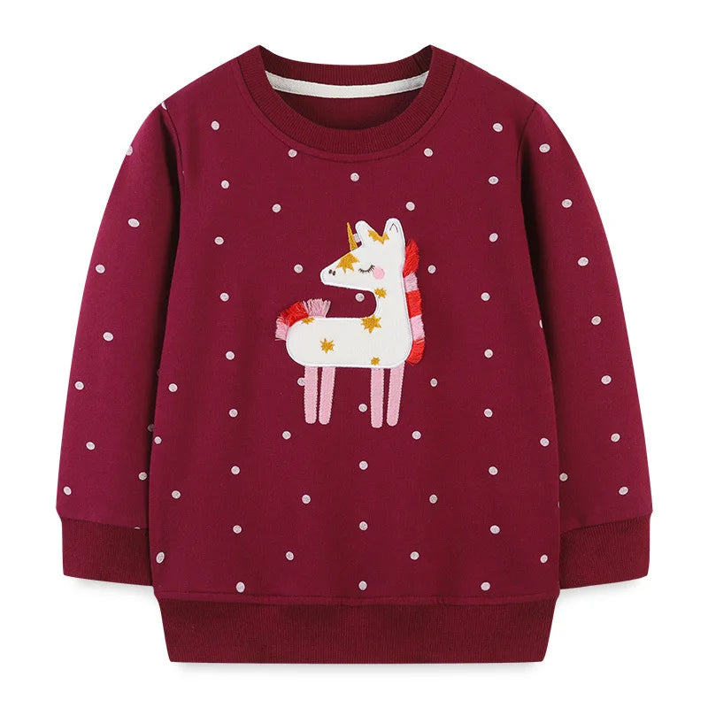 Little maven 2026 Baby Girls Clothes Spring and Autumn Sweatshirt with Lovely Animal Children Casual Tops for Kids 2-7 year