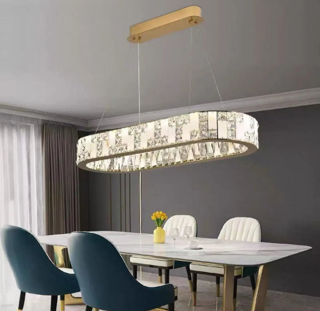 Luxurious Gold Crystal Chandelier with Adjustable Height for Living Room Hotel Lobby Staircase Dining Room Ceiling