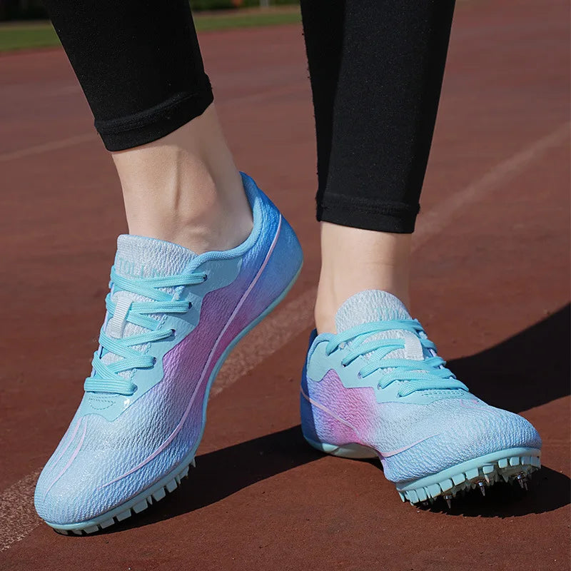 Students' New Outdoor Sports Training Track Shoes Breathable Mesh Surface with Sprinting Nails for Summer Competitions